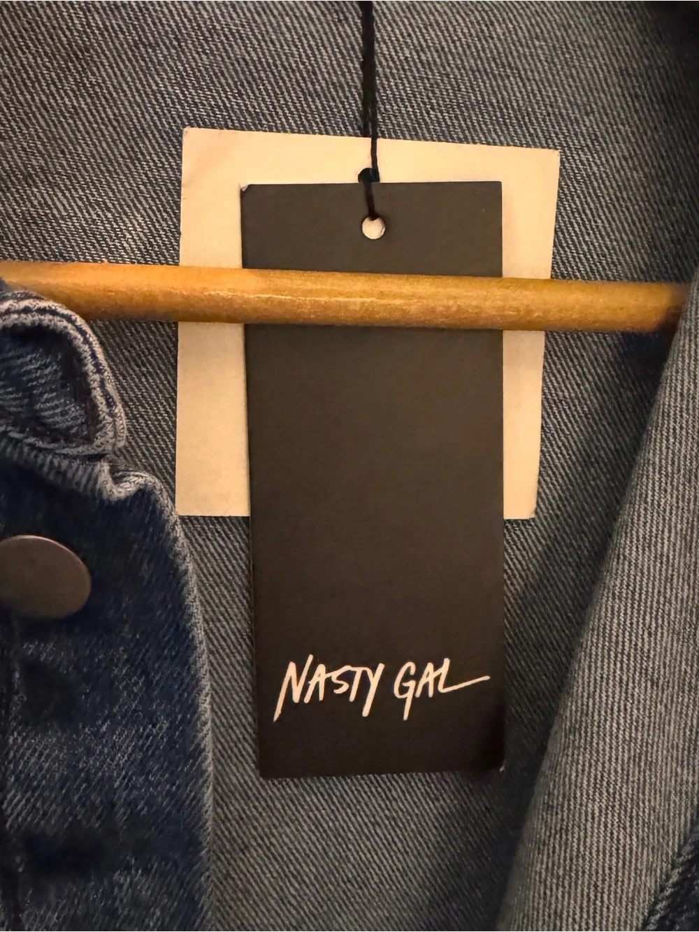 Nasty Gal Dark Blue Denim Longline Jacket - Picture 4 of 9